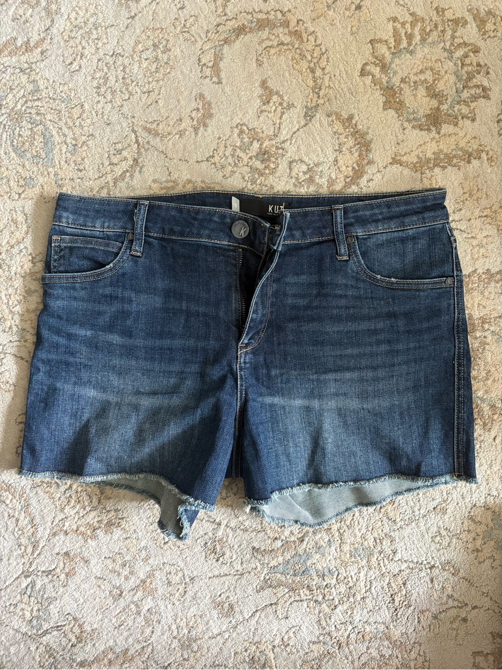 Kut from the Kloth Indigo Blue Raw Hem Denim Shorts